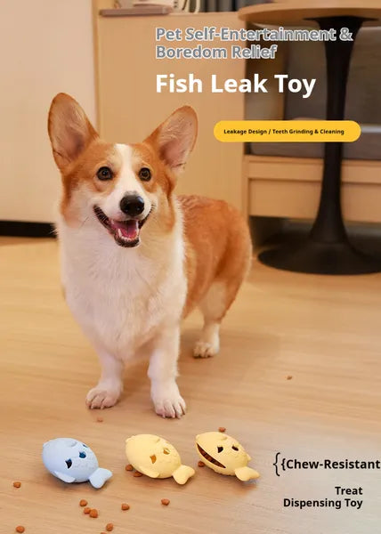 FurBuddy fish-shaped dog treat dispenser toy in blue