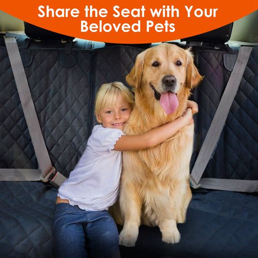 Dog travelling safely on FurBuddy waterproof back seat cover