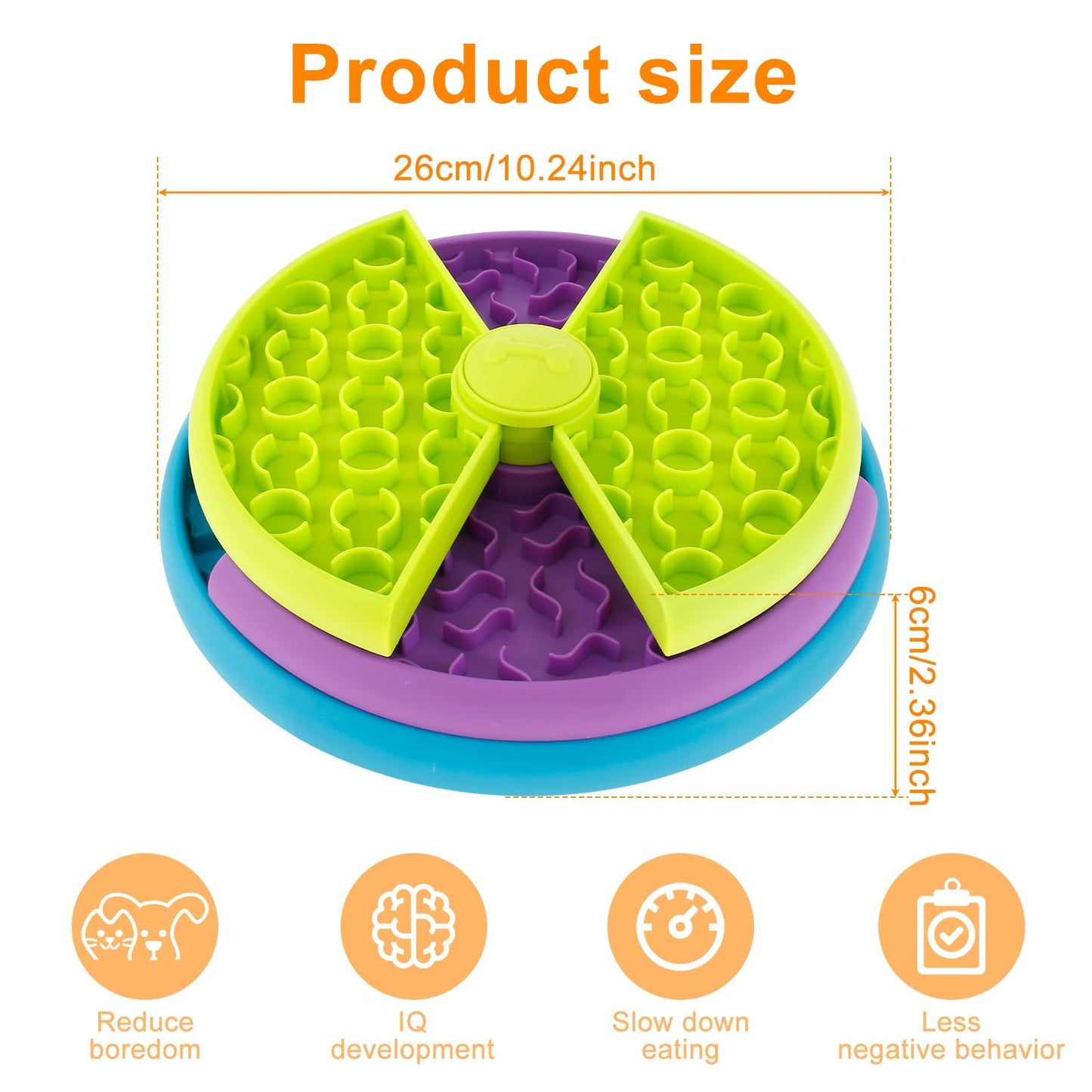 FurBuddy 3-in-1 puzzle feeder green and purple